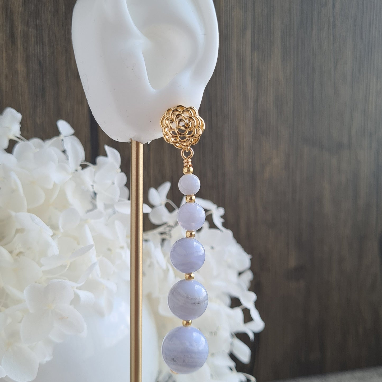 Gradual Blue Lace Agate Earrings