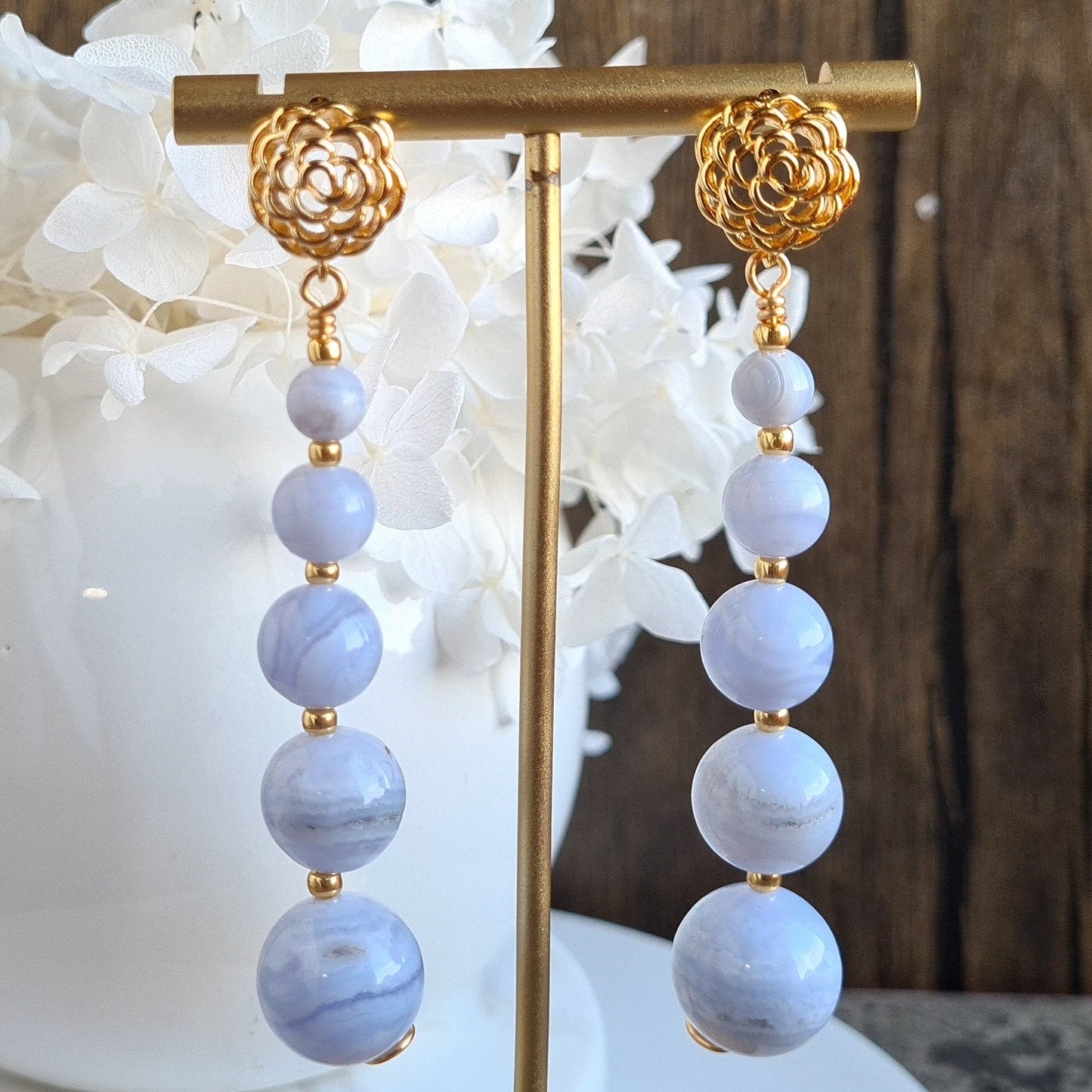 Gradual Blue Lace Agate Earrings