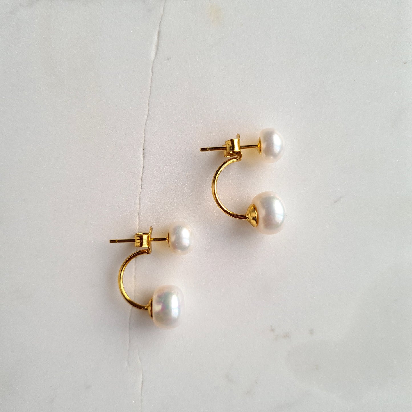 Double Fresh Water Pearl Ear Stud