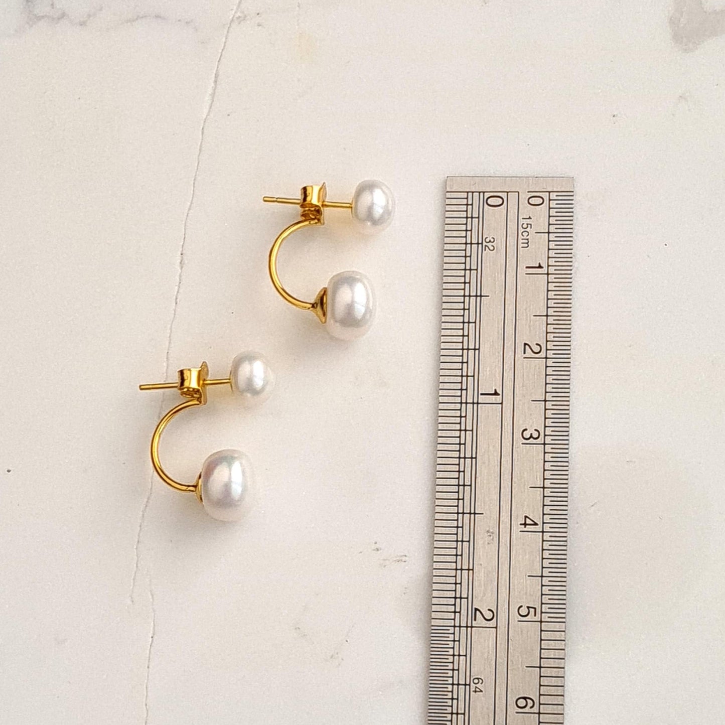 Double Fresh Water Pearl Ear Stud