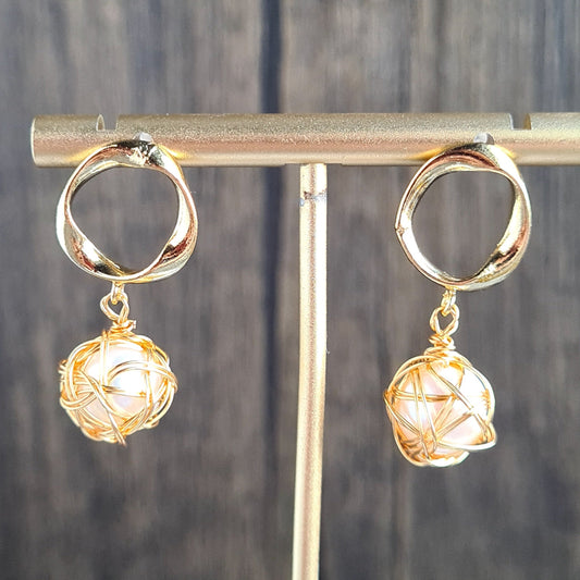 Fresh Water Pearl wire wrapped Earrings