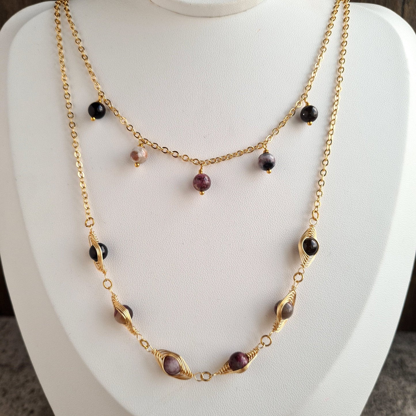 Candy Tourmaline Multi Layer Gemstone Necklace