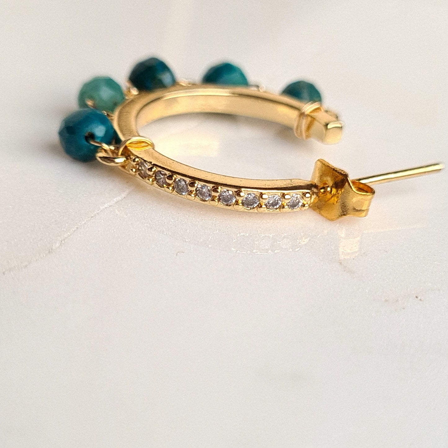 Half Hoop Gemstone Earrings - Turquoise