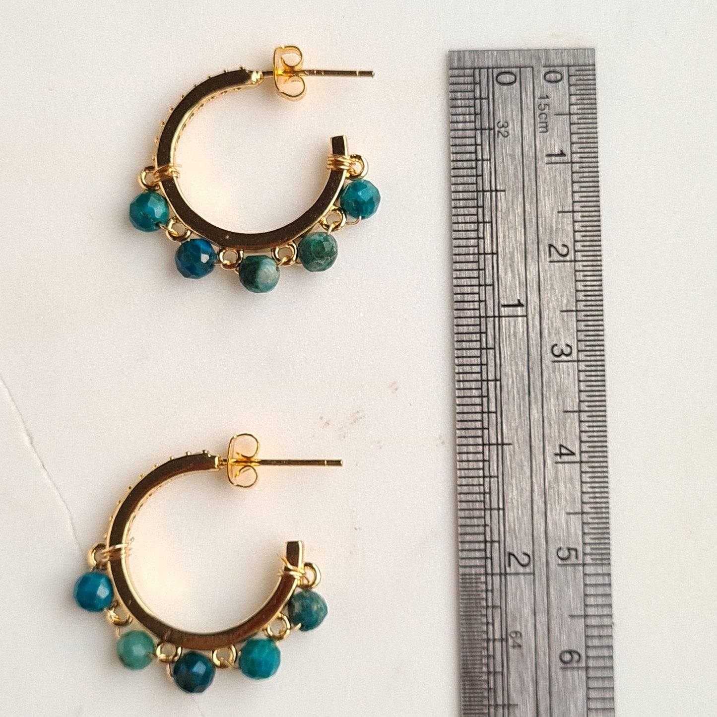 Half Hoop Gemstone Earrings - Turquoise