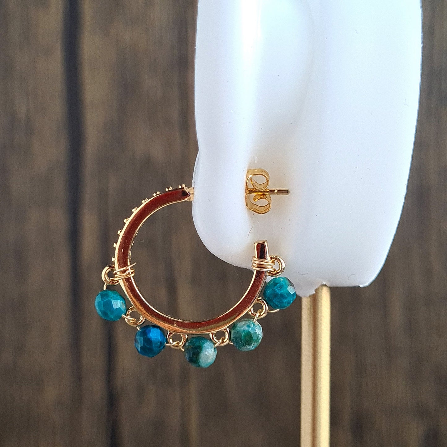 Half Hoop Gemstone Earrings - Turquoise