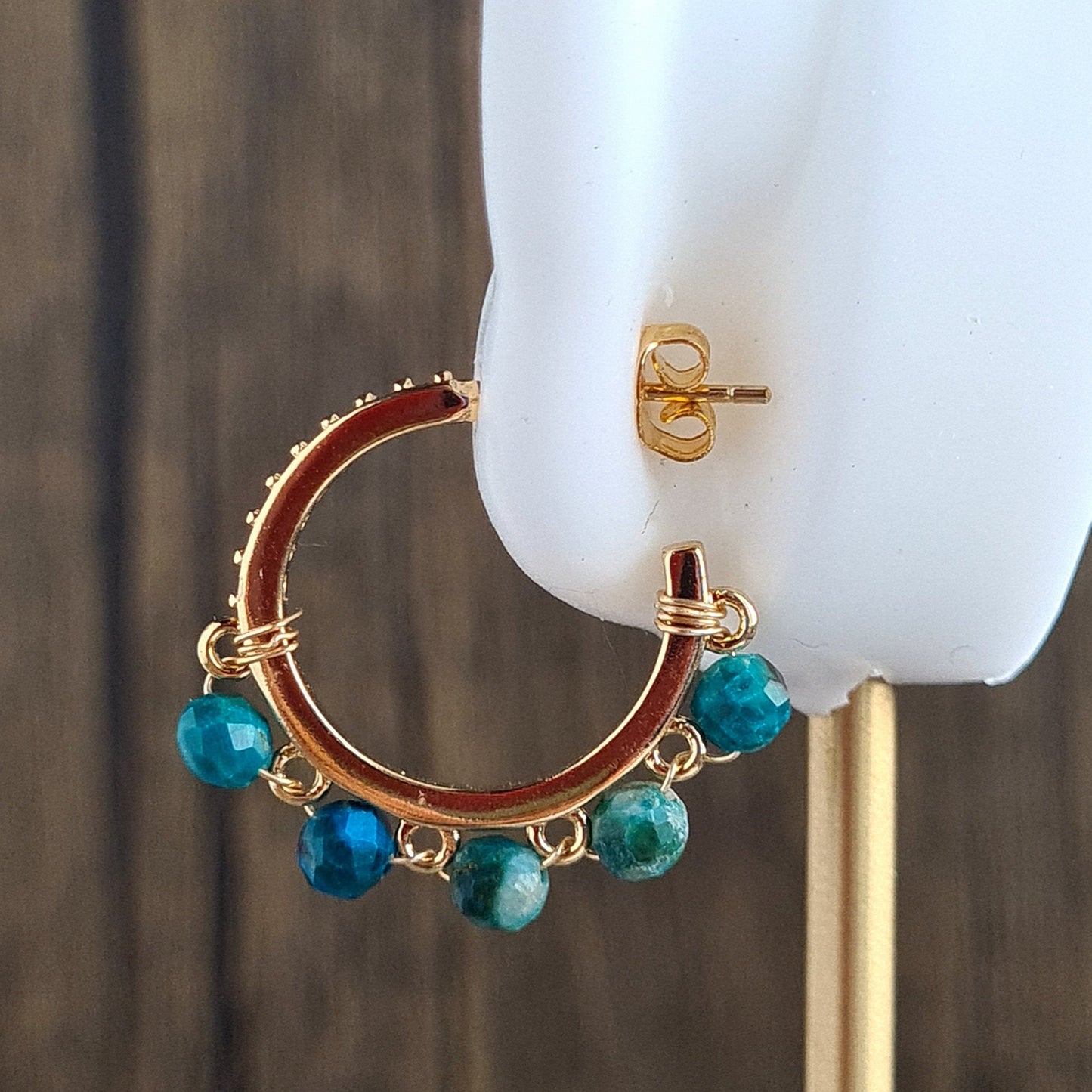 Half Hoop Gemstone Earrings - Turquoise