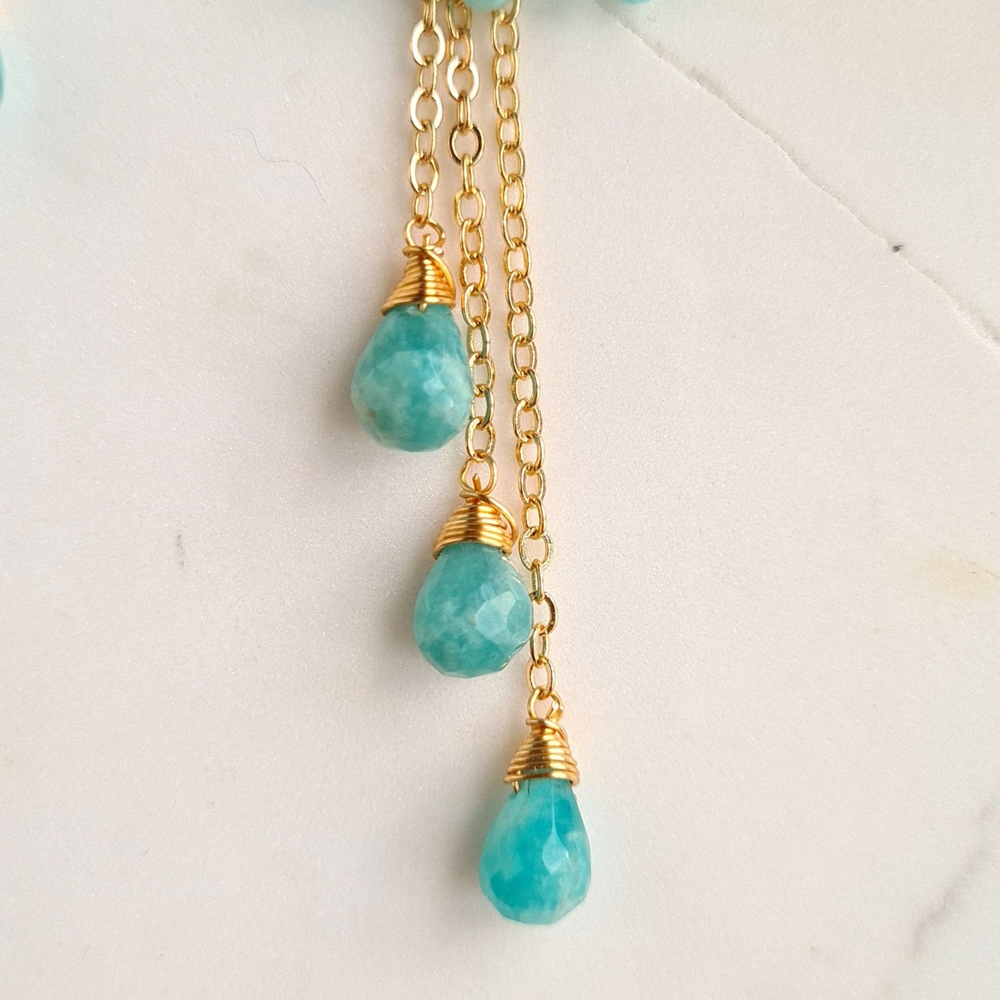Amazonite Chandelier Gemstone Earrings - Gold Filled Hook