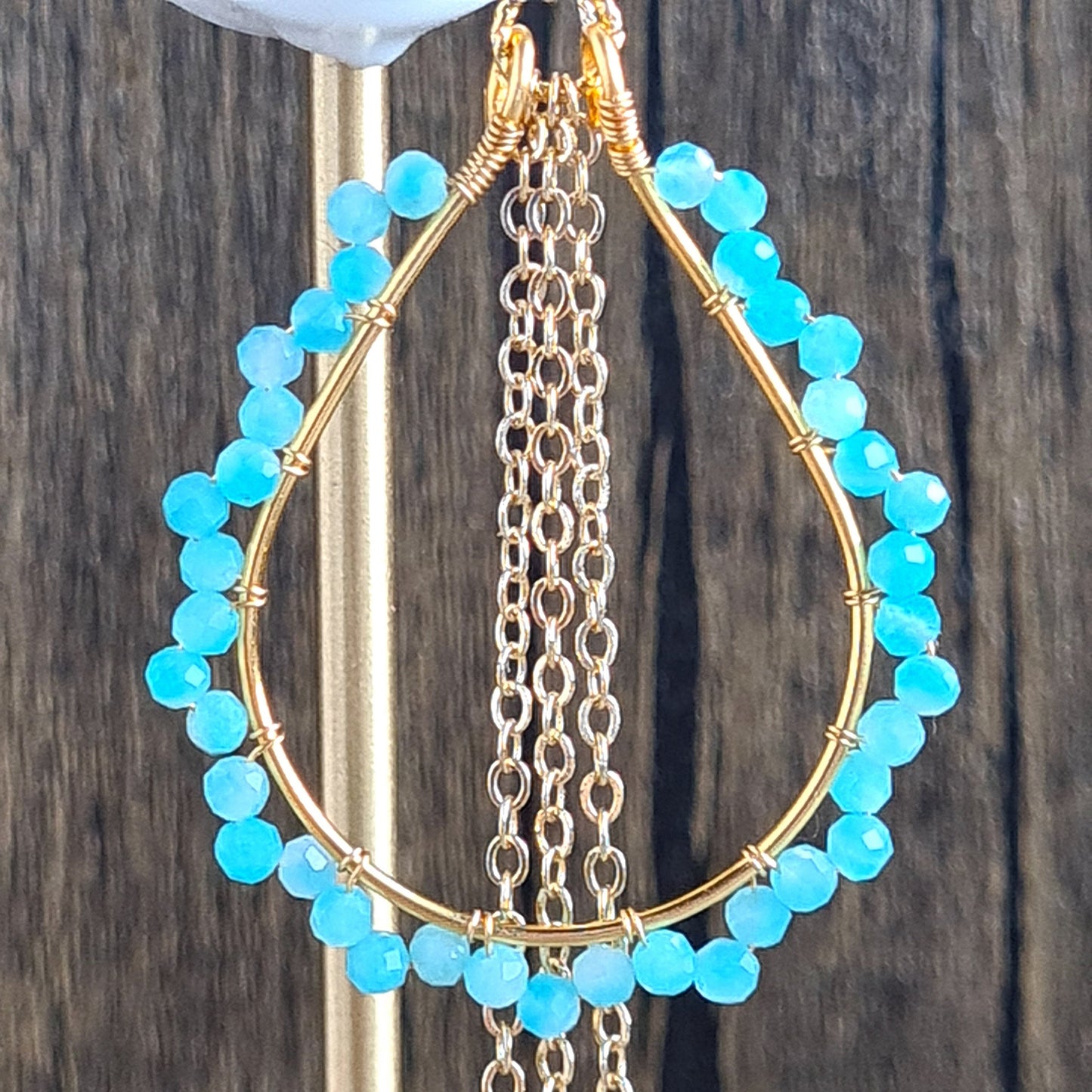 Amazonite Chandelier Gemstone Earrings - Gold Filled Hook
