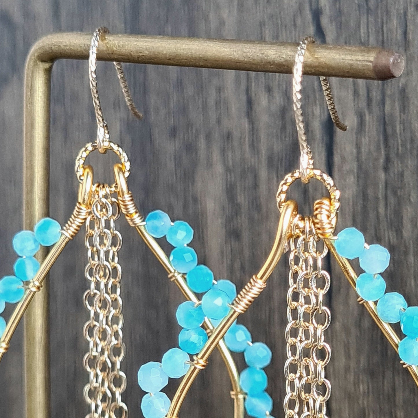 Amazonite Chandelier Gemstone Earrings - Gold Filled Hook
