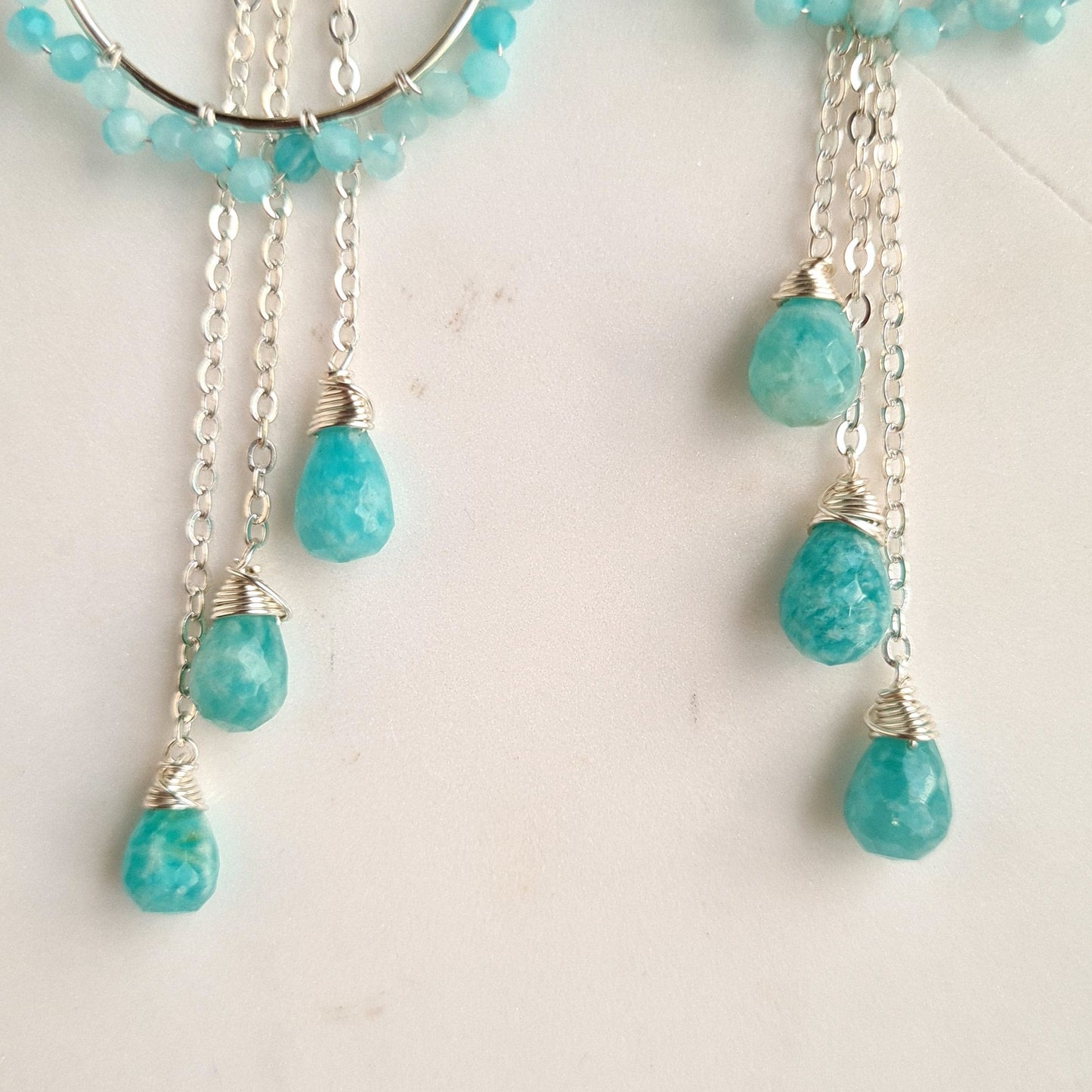 Amazonite Chandelier Gemstone Earrings - Sterling Silver Hook