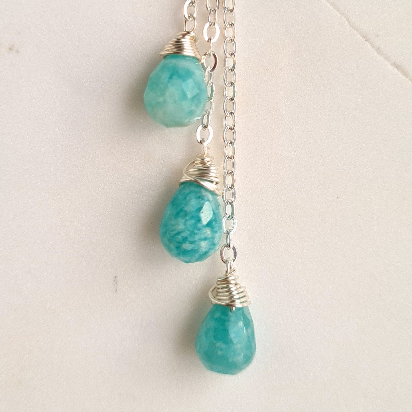 Amazonite Chandelier Gemstone Earrings - Sterling Silver Hook