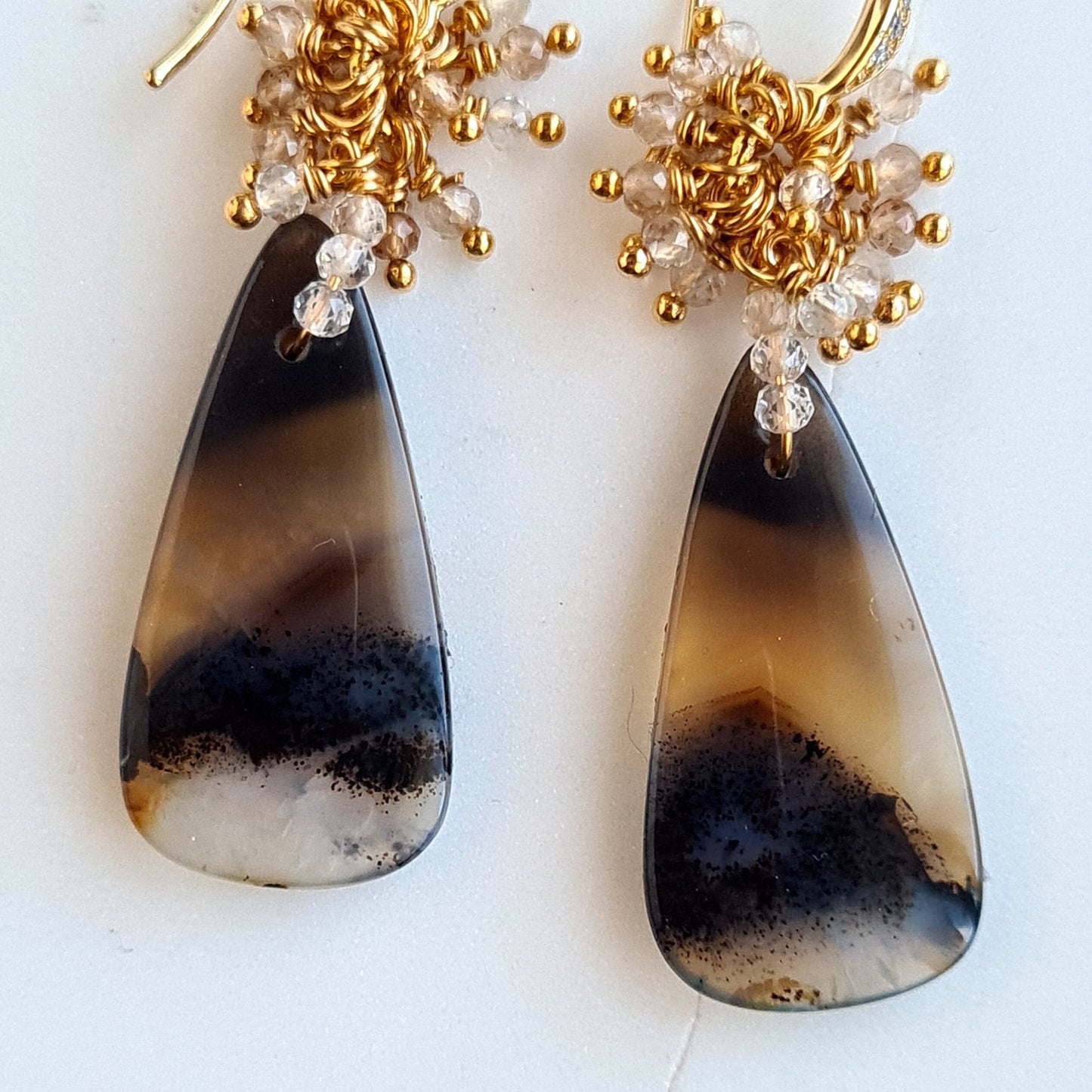 Montana Agate with Imperial Topaz Gemstone Cluster Earrings