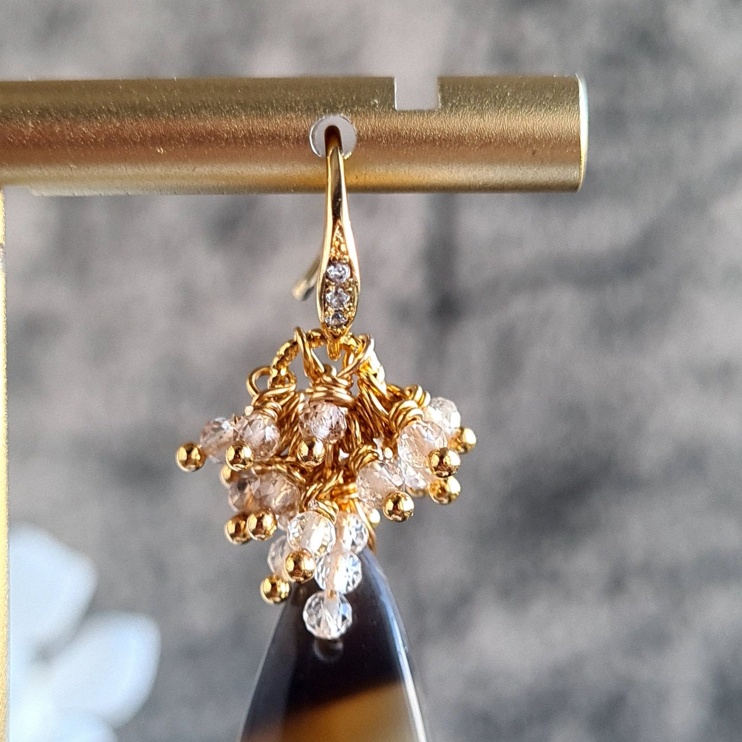 Montana Agate with Imperial Topaz Gemstone Cluster Earrings