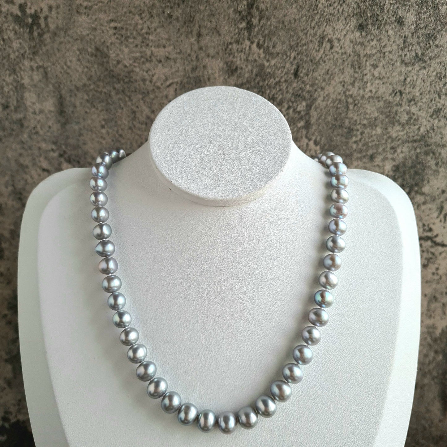 Silver Grayish Bluish Fresh Water Pearl Necklace
