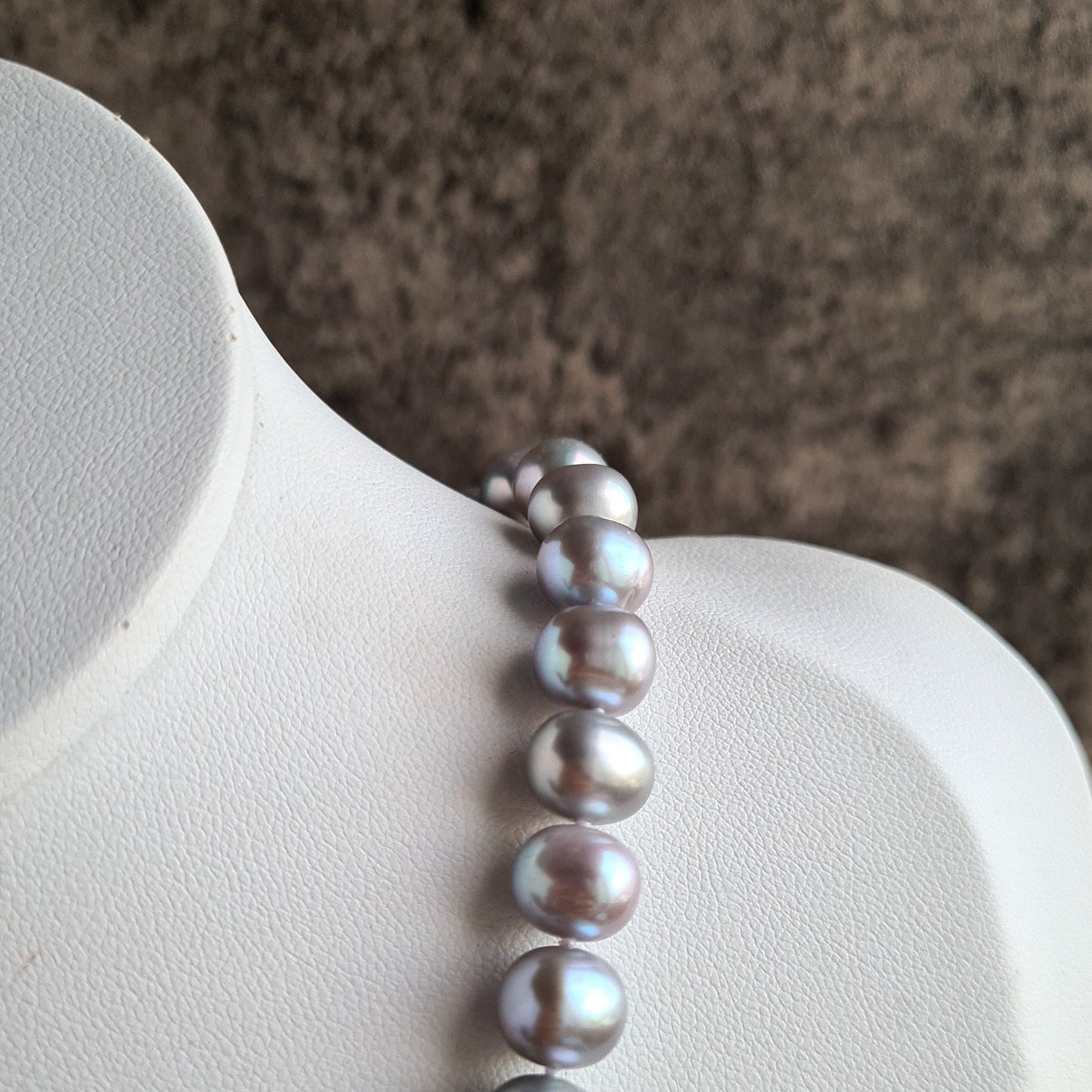 Silver Grayish Bluish Fresh Water Pearl Necklace