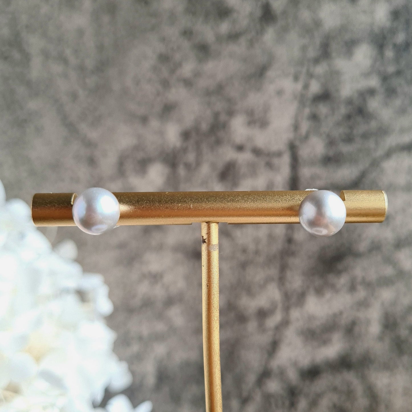 Silverish, bluish Fresh Water Pearl Ear Stud