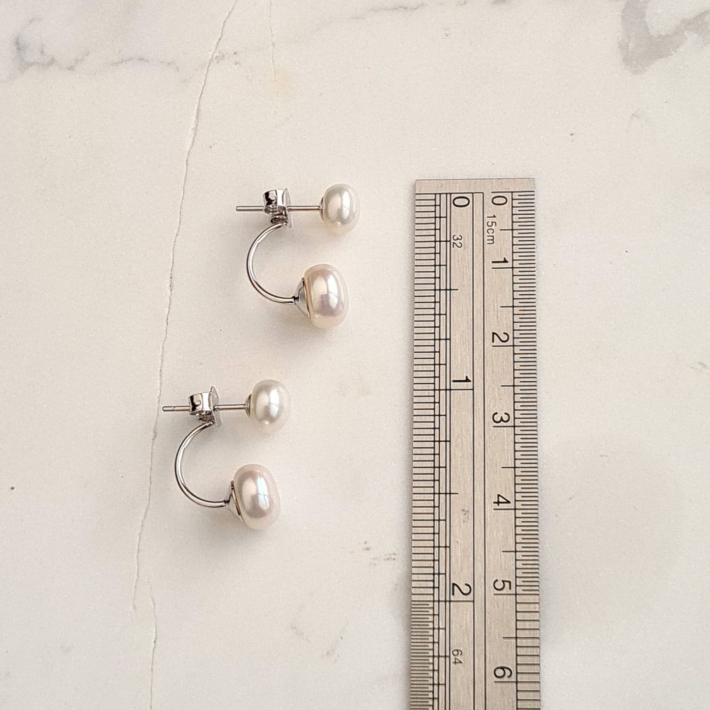 Double Fresh Water Pearl Ear Stud