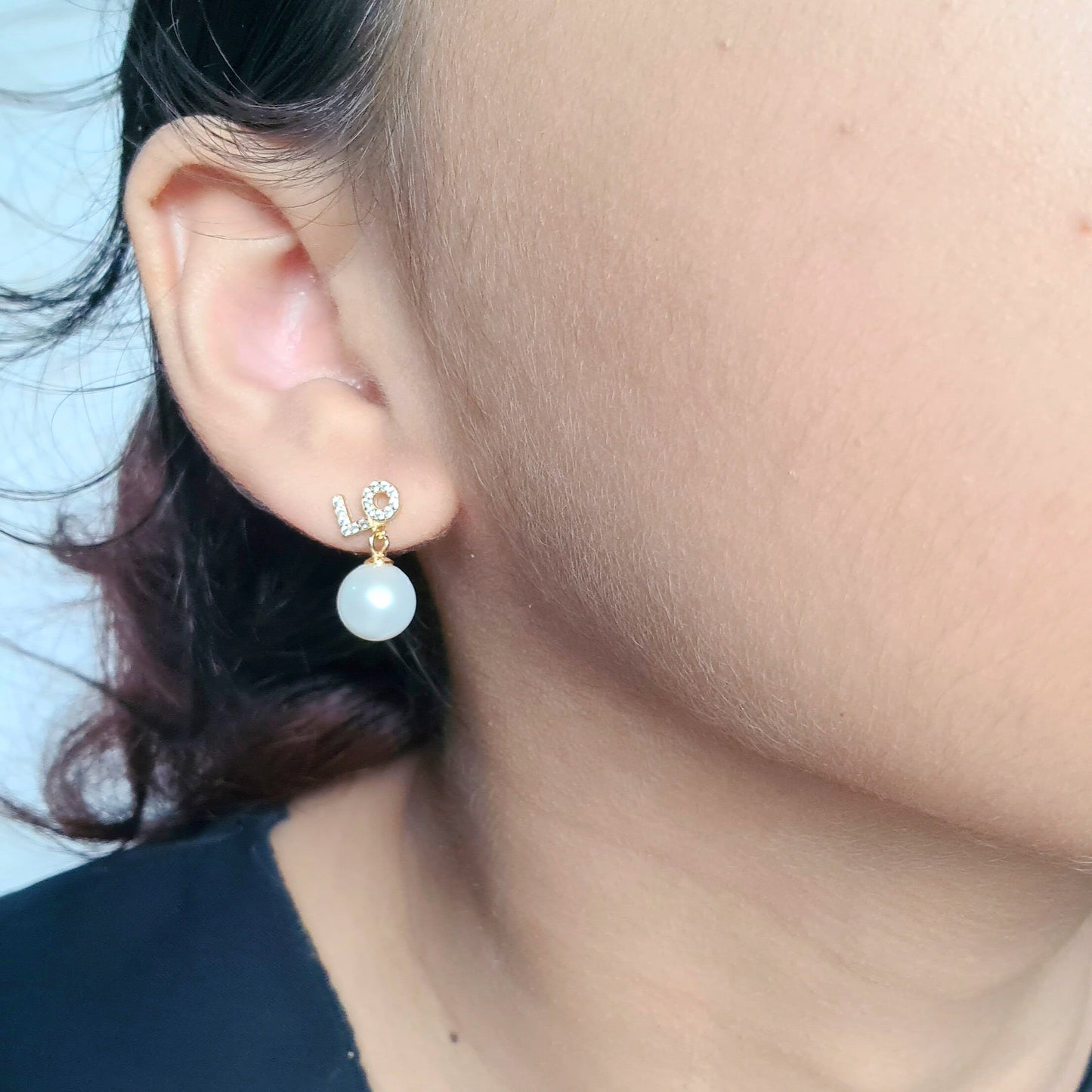 LOVE Vermeil (S925) with AAA Fresh Water Pearl Stud