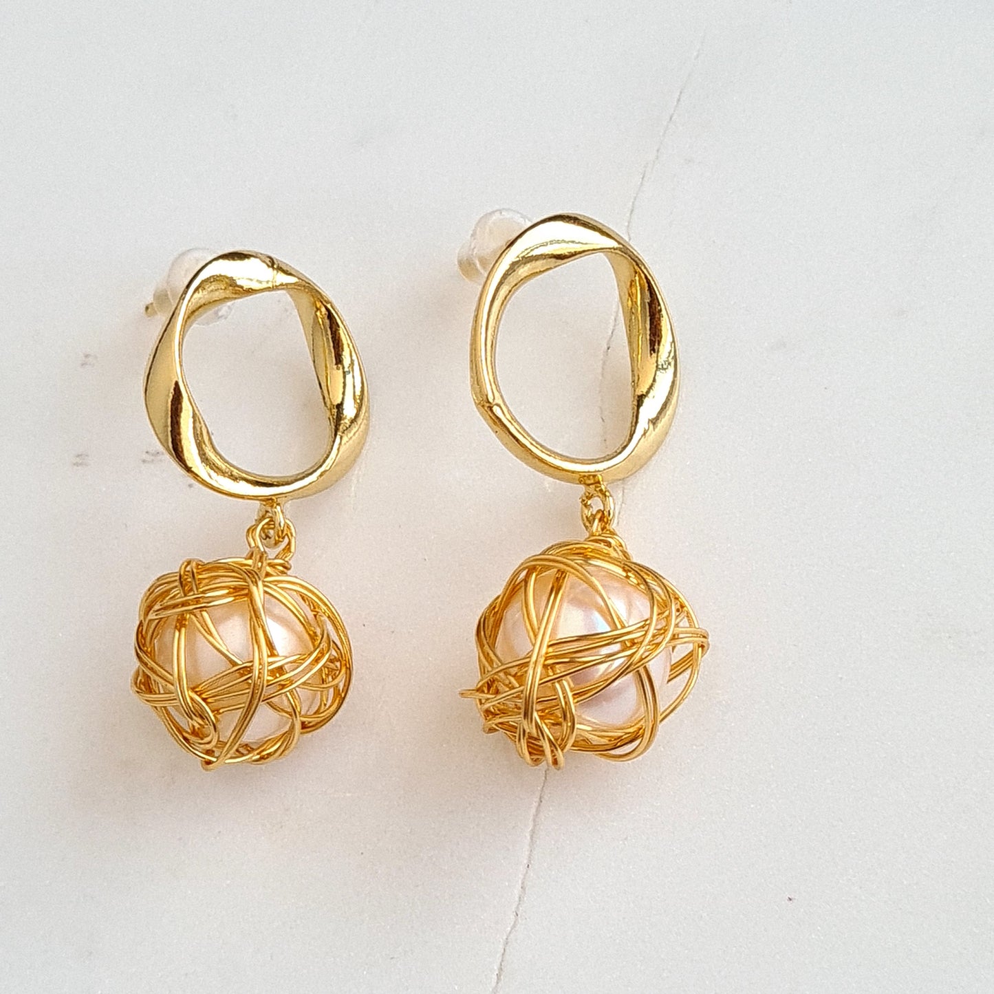 Fresh Water Pearl wire wrapped Earrings