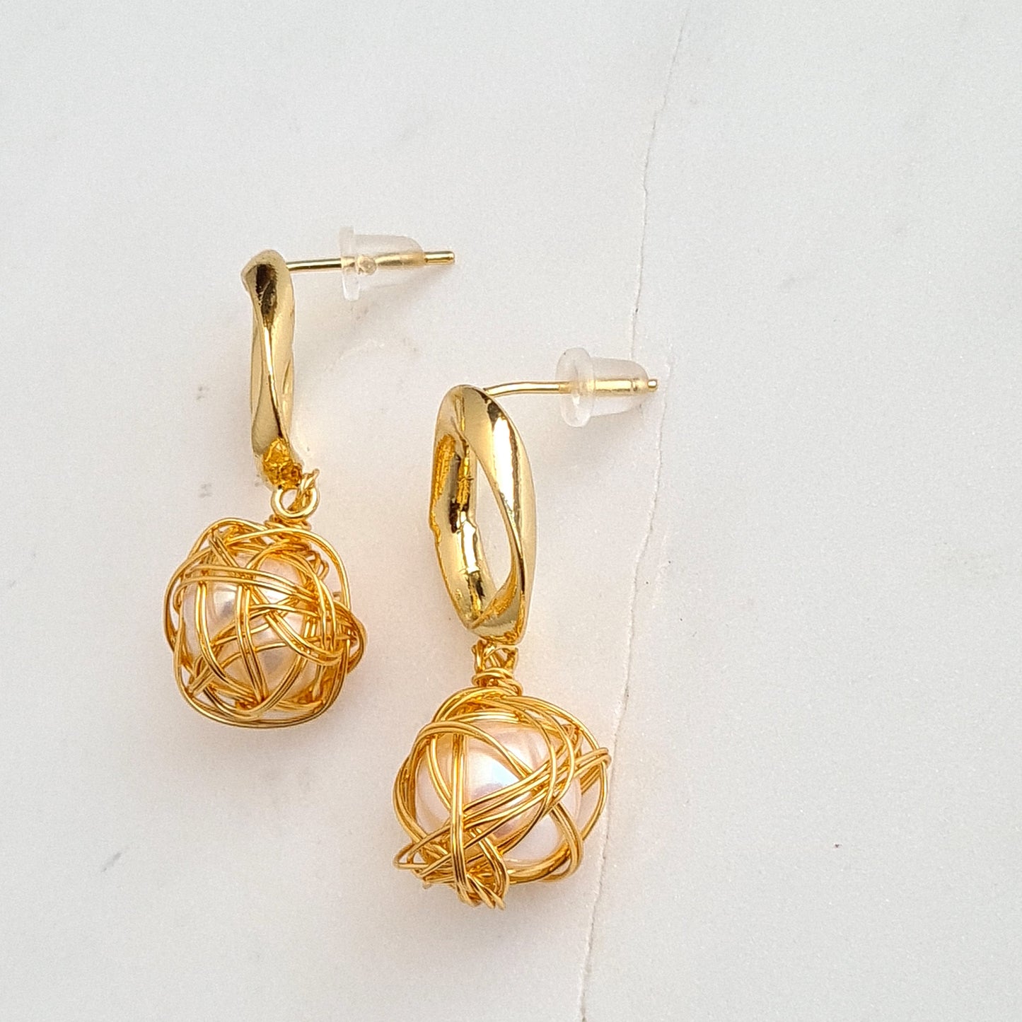 Fresh Water Pearl wire wrapped Earrings