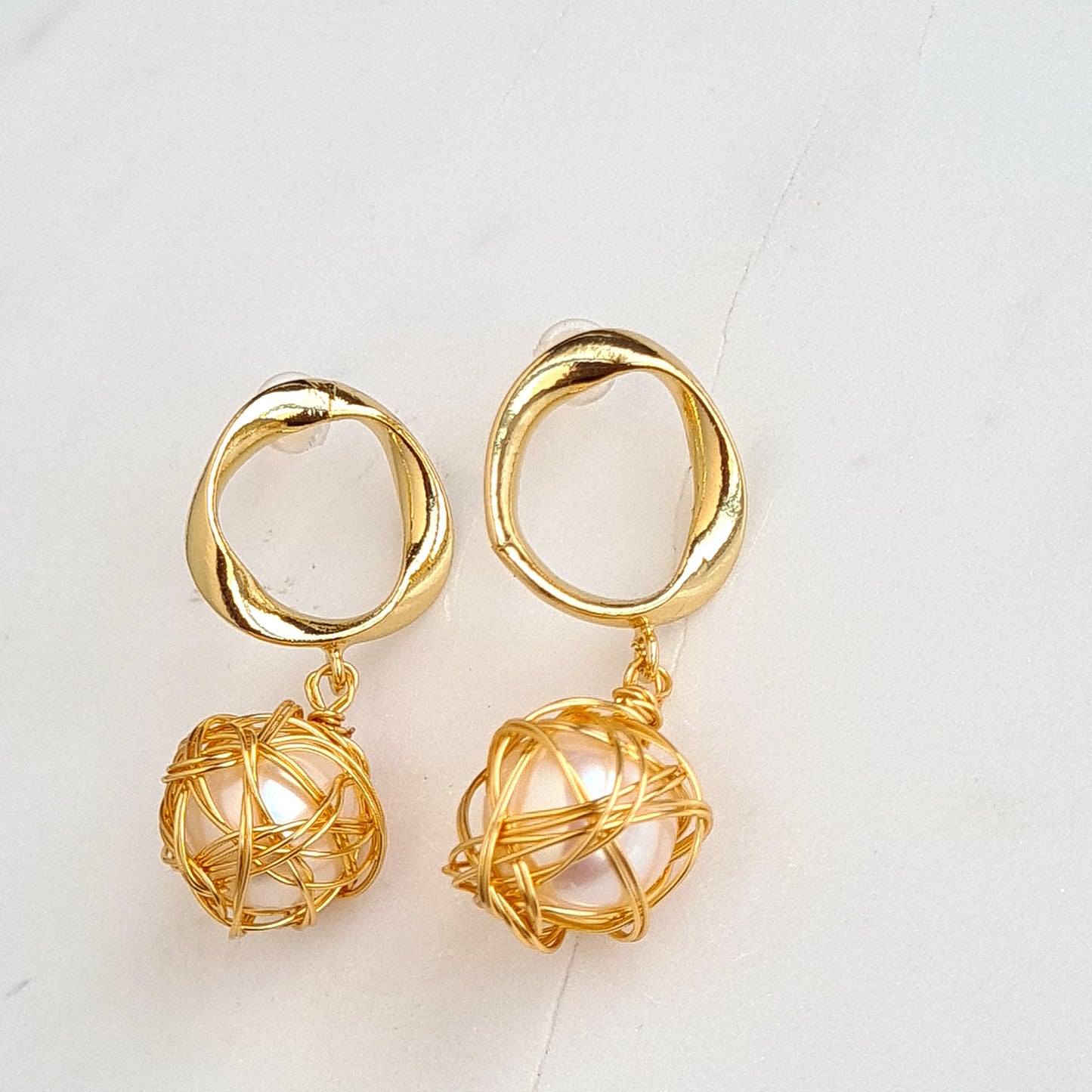 Fresh Water Pearl wire wrapped Earrings