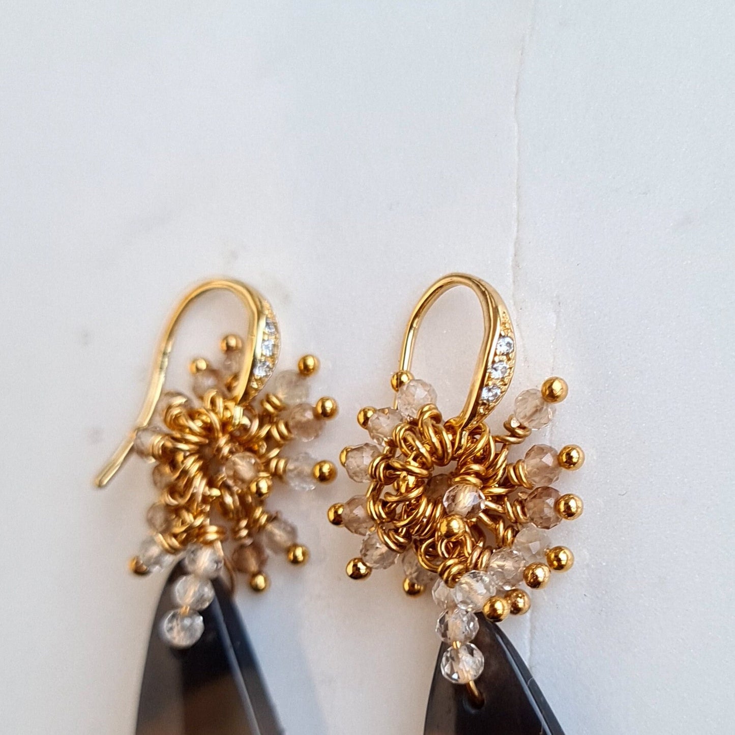 Montana Agate with Imperial Topaz Gemstone Cluster Earrings