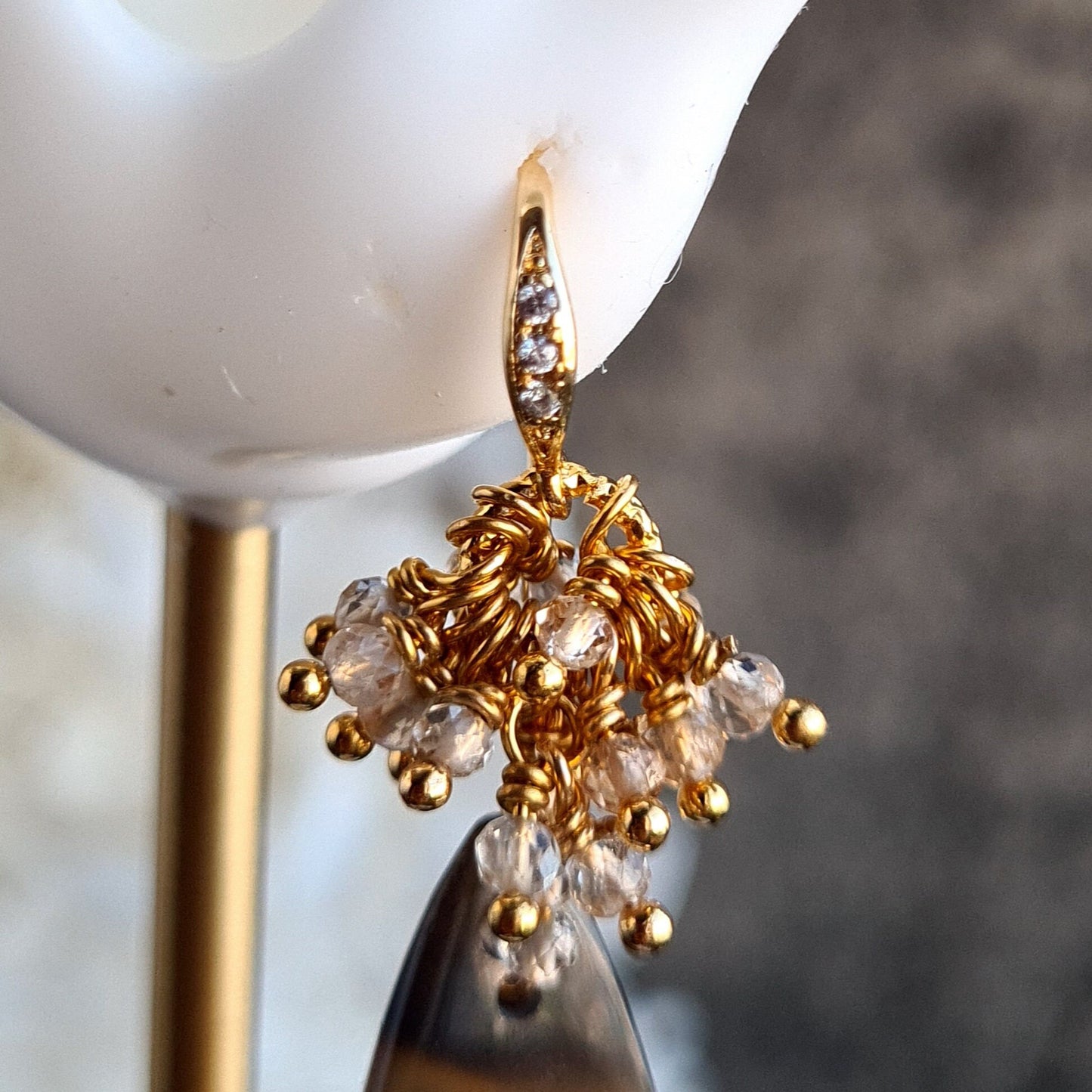 Montana Agate with Imperial Topaz Gemstone Cluster Earrings