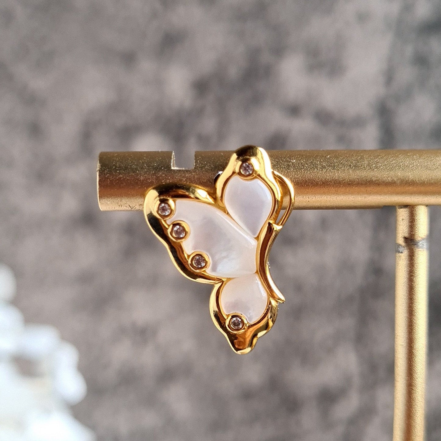 Asymmetrical Tahitian Pearl Butterfly Earrings in S925