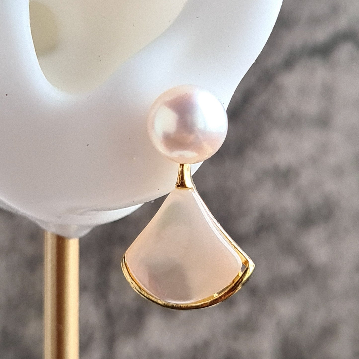 Fan Shape Fresh Water Pearl Butterfly Earrings in S925