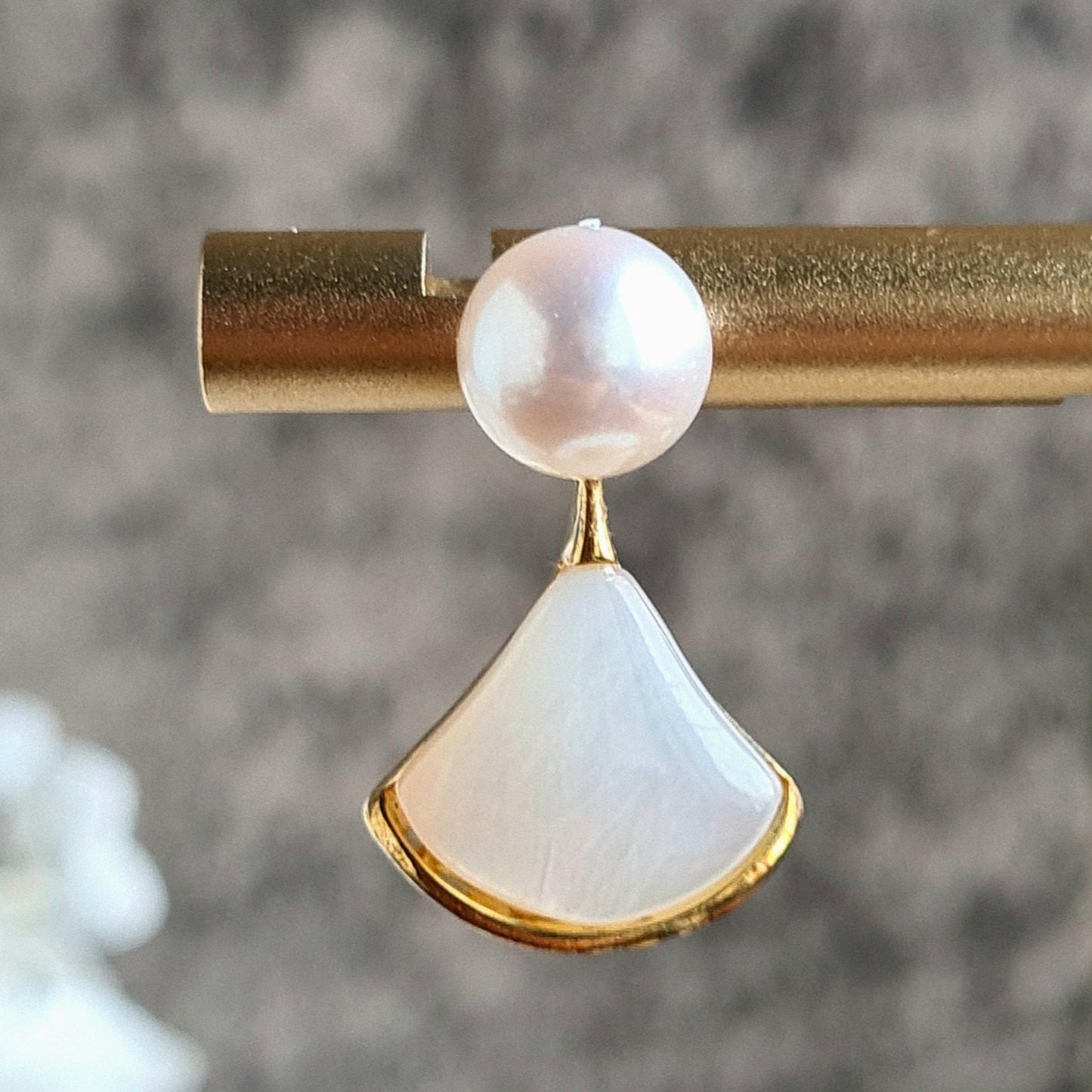 Fan Shape Fresh Water Pearl Butterfly Earrings in S925