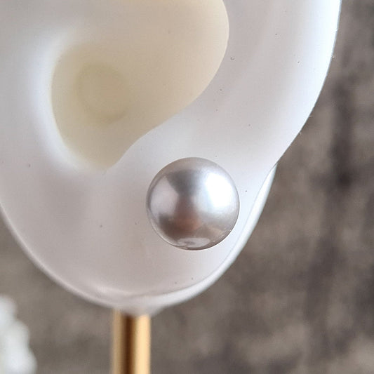 Silverish, bluish Fresh Water Pearl Ear Stud