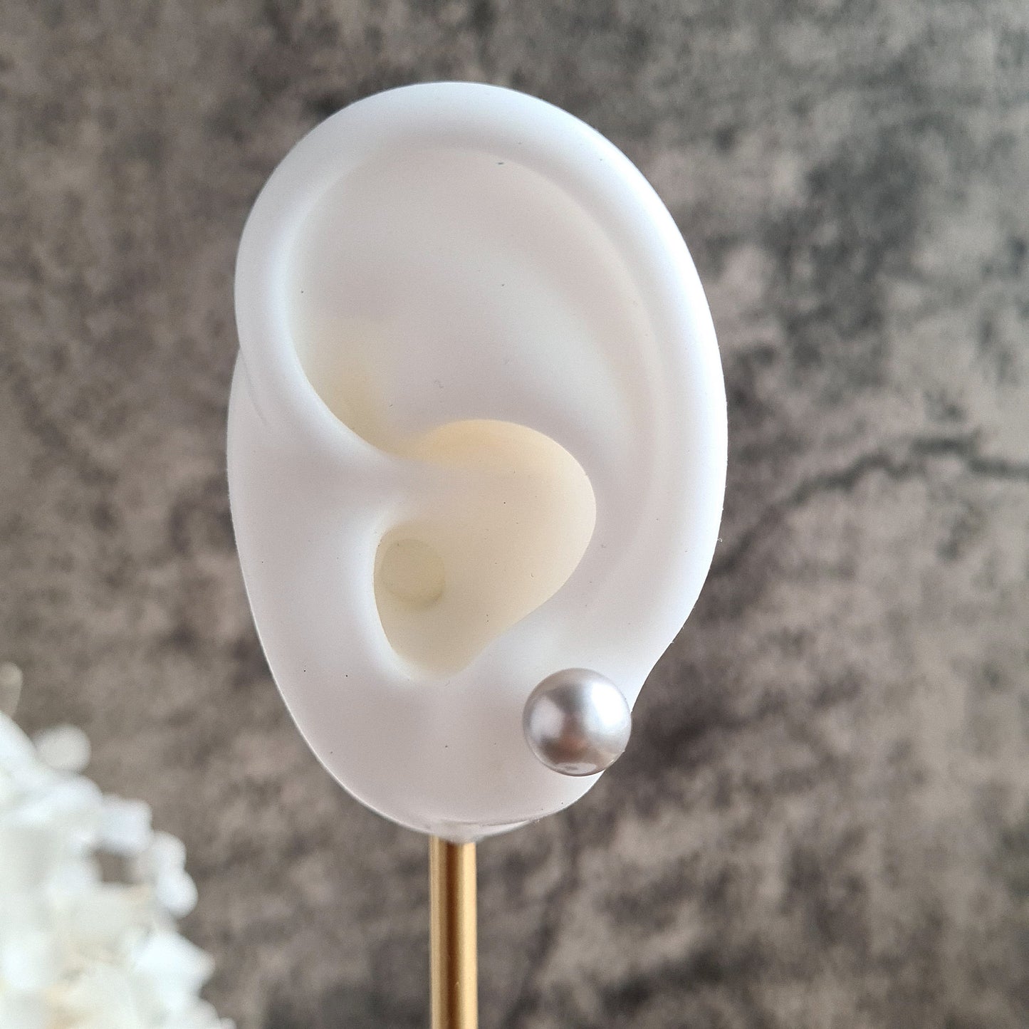 Silverish, bluish Fresh Water Pearl Ear Stud
