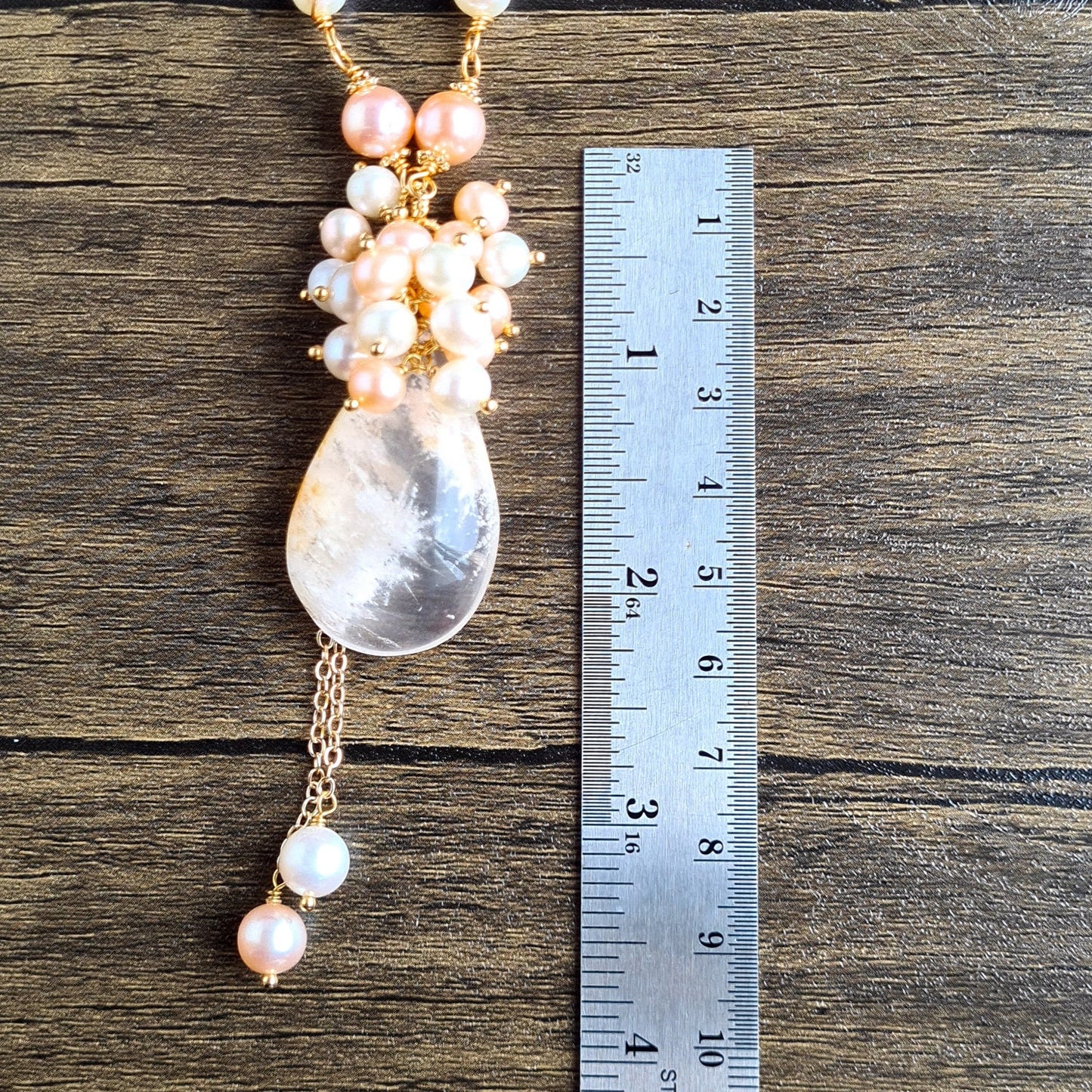 Clear Quartz with Fresh Water Pearl Necklace & Earrings Set