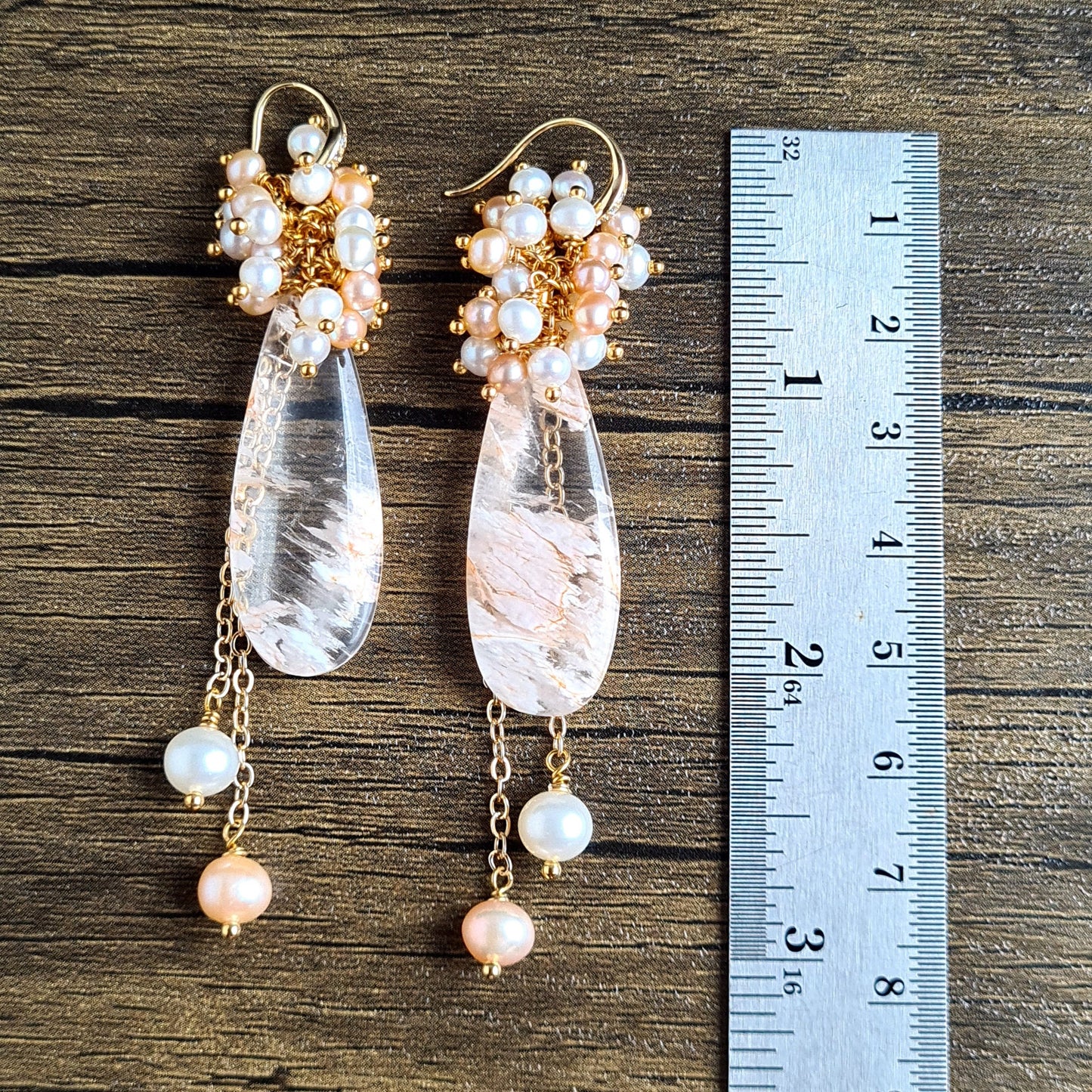 Clear Quartz with Fresh Water Pearl Necklace & Earrings Set