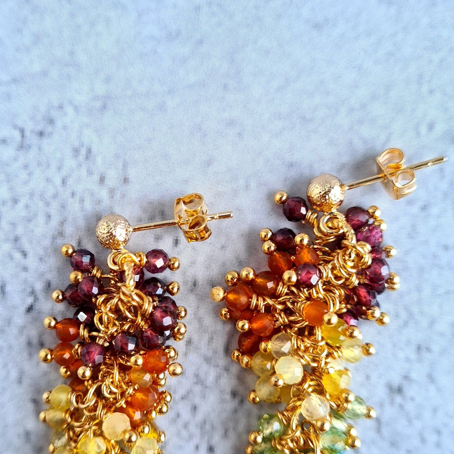 Rainbow Gemstone Cluster Earrings