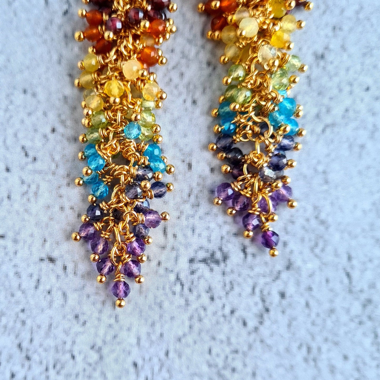 Rainbow Gemstone Cluster Earrings