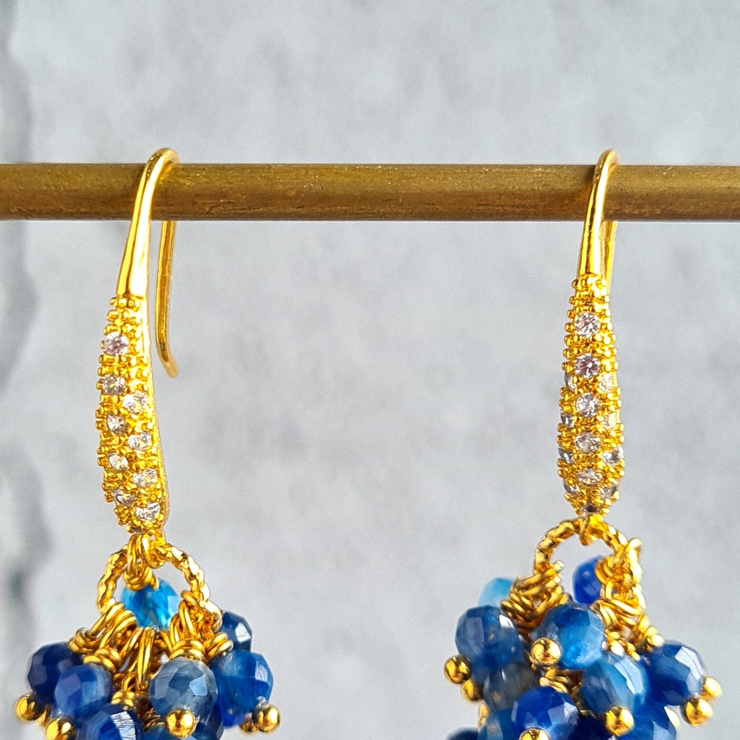 Labradorite with Kyanite Gemstone Cluster Earrings