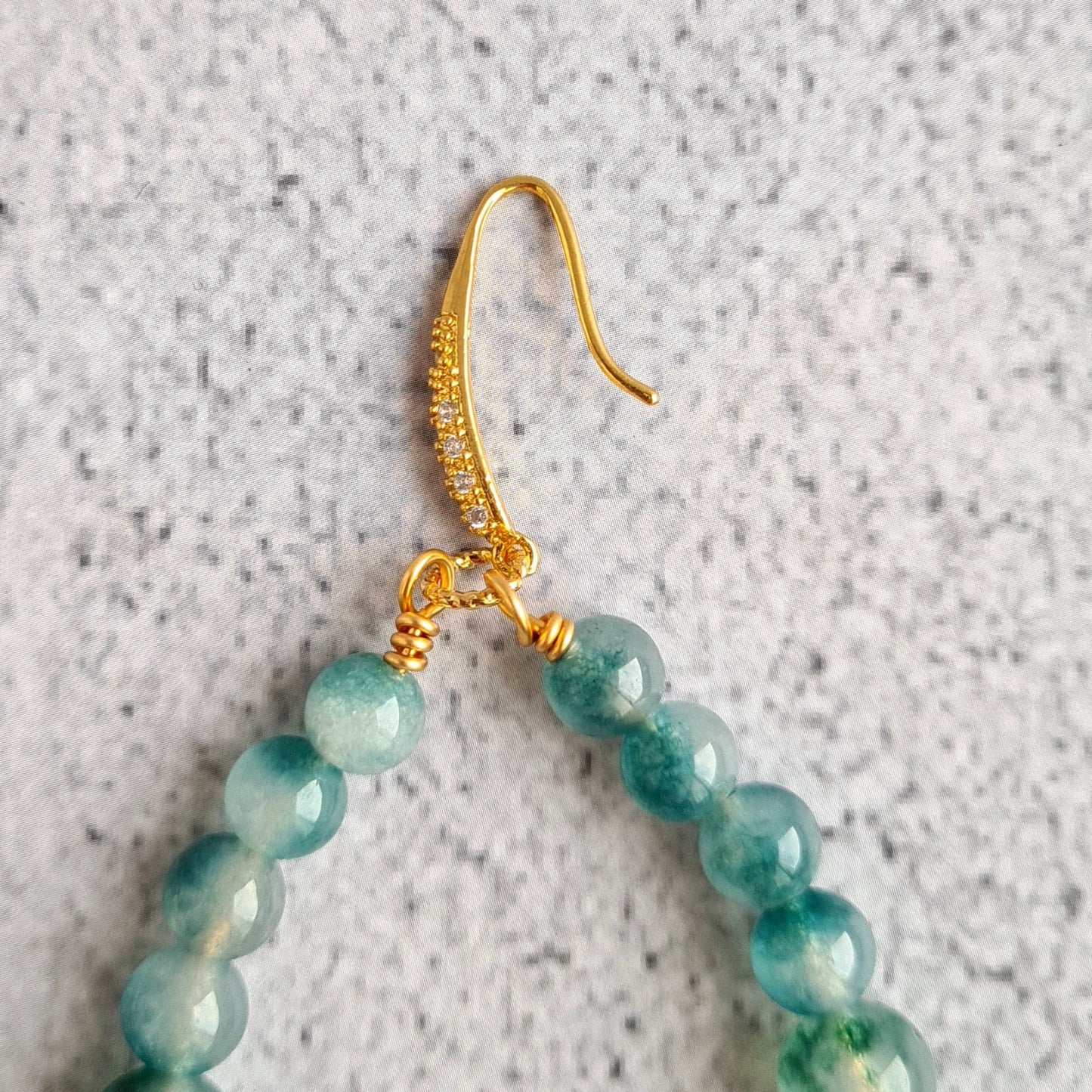 Jade Green Chalcedony Gradual tear Drop Hoop