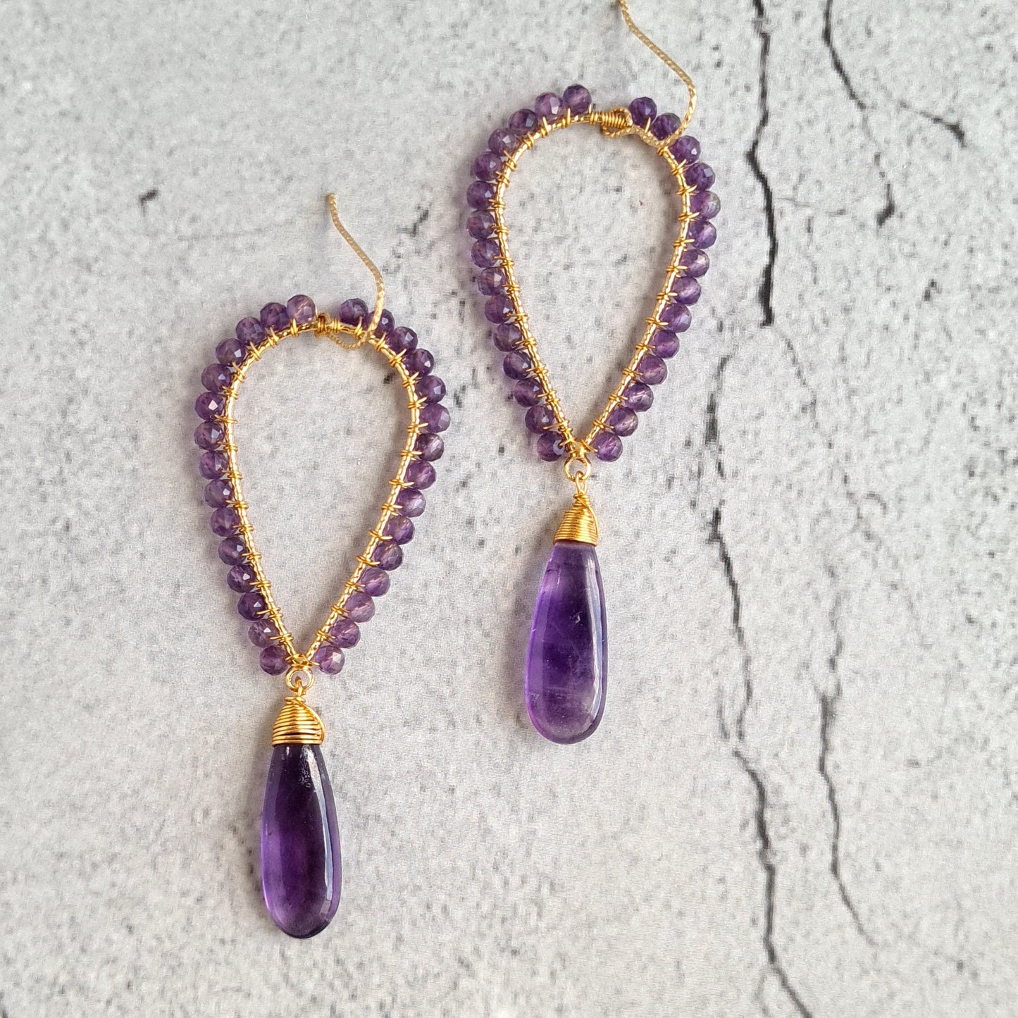Amethyst Inverted Tear Drop Gemstone Earrings