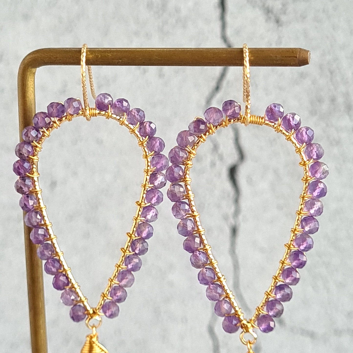 Amethyst Inverted Tear Drop Gemstone Earrings