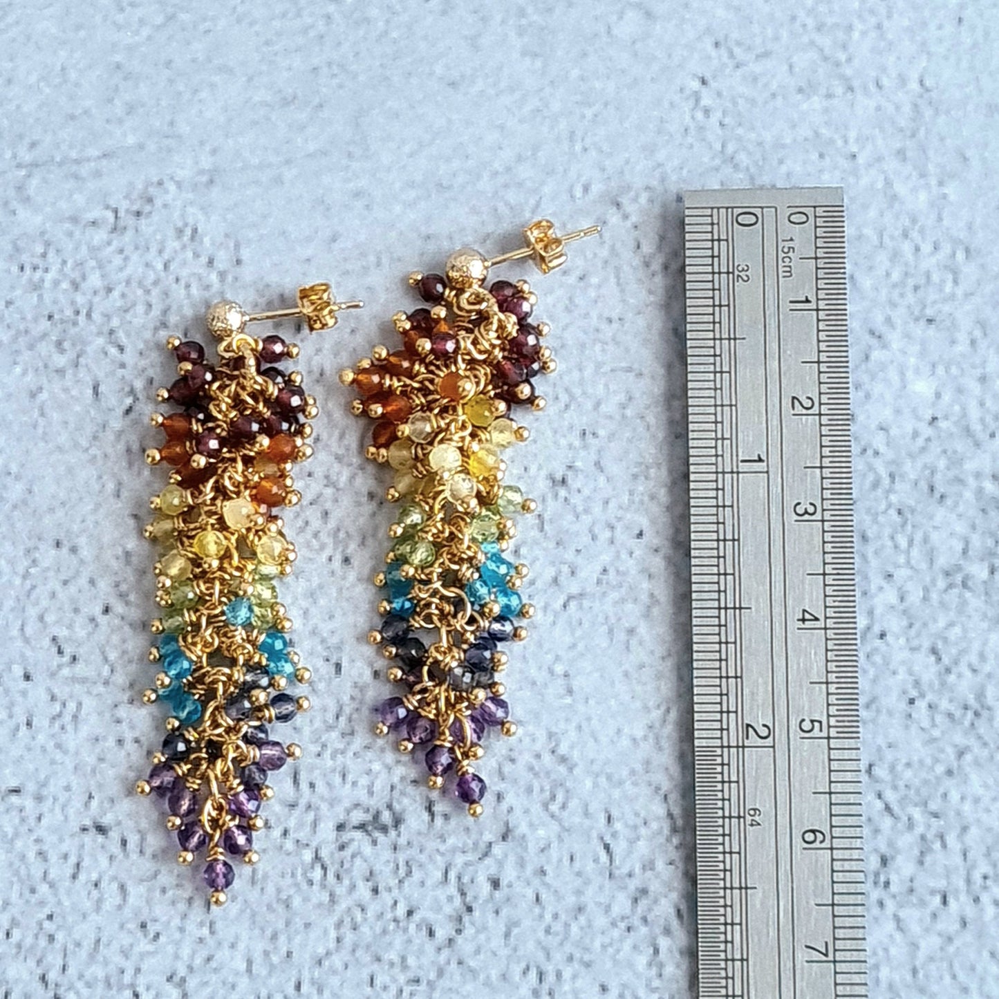 Rainbow Gemstone Cluster Earrings