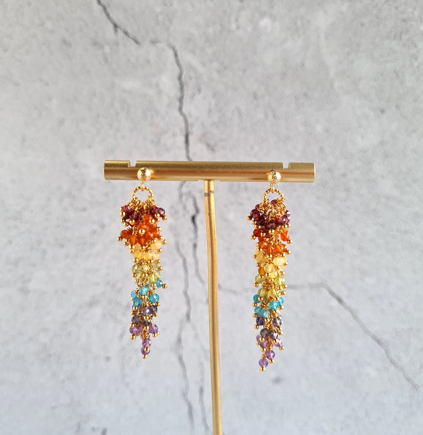 Rainbow Gemstone Cluster Earrings