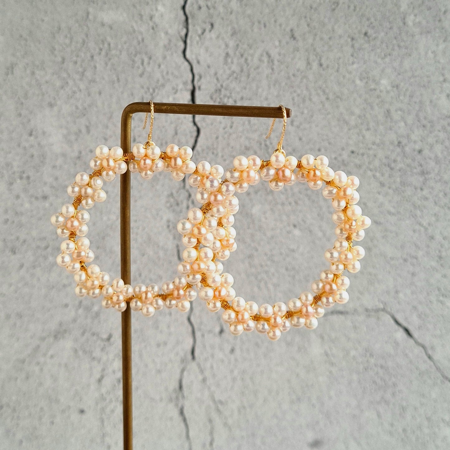 Flower Power Hoop Earrings - Fresh Water Pearl Edition