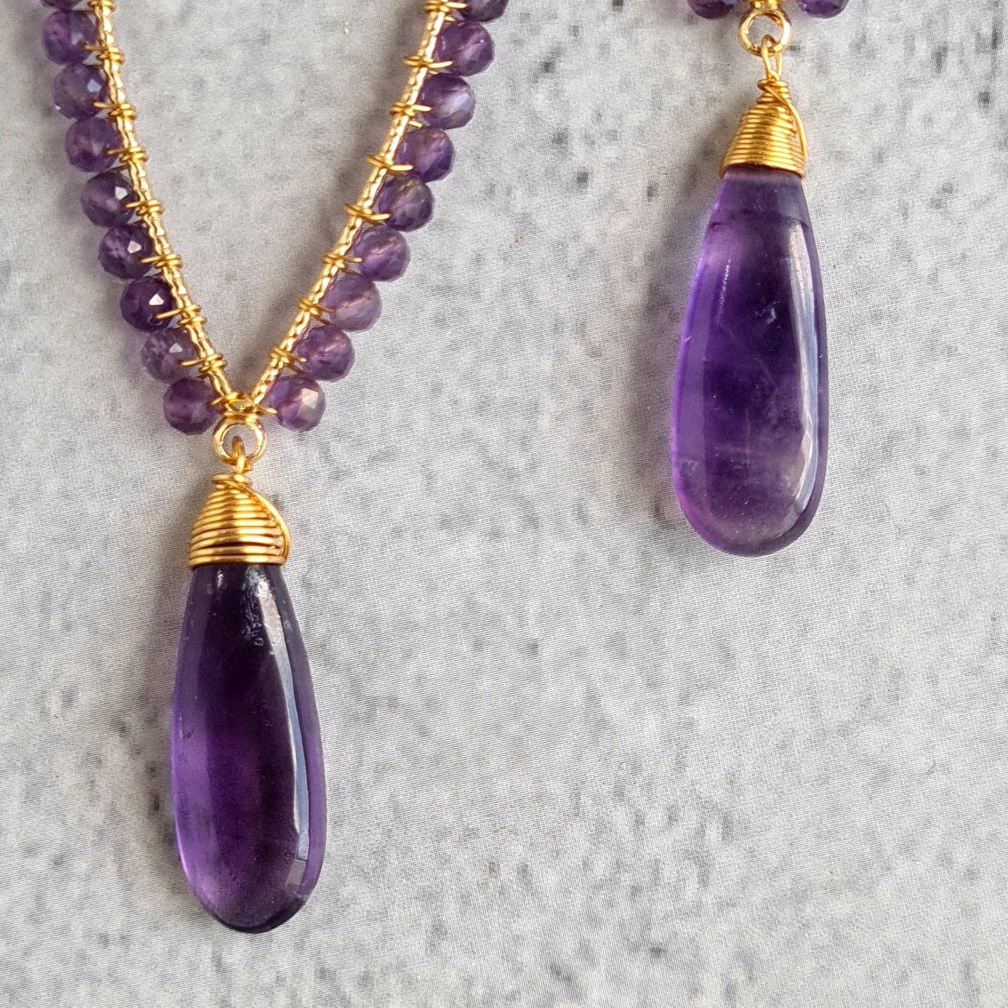 Amethyst Inverted Tear Drop Gemstone Earrings
