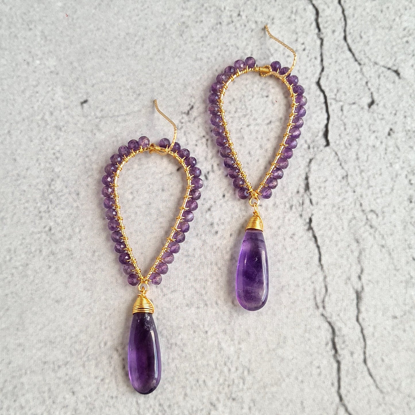 Amethyst Inverted Tear Drop Gemstone Earrings