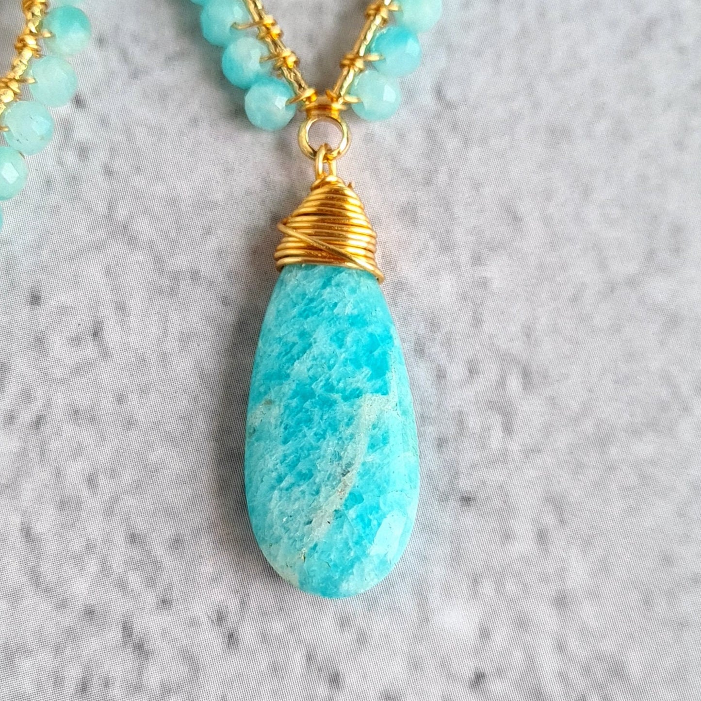 Inverted Tear Drop Gemstone Earrings - Amazonite