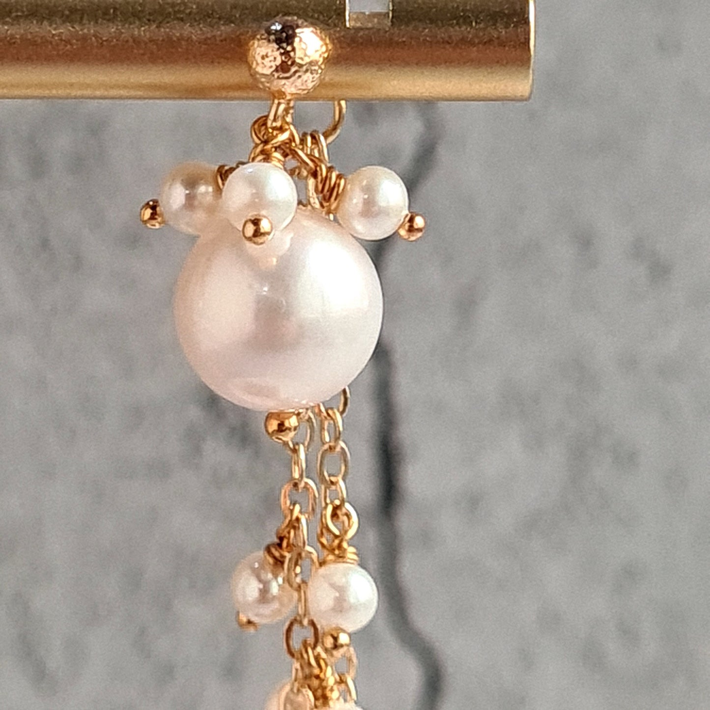 Fresh Water Pearl Cluster Earring with Embellished Trail of Pearl and Star Charm