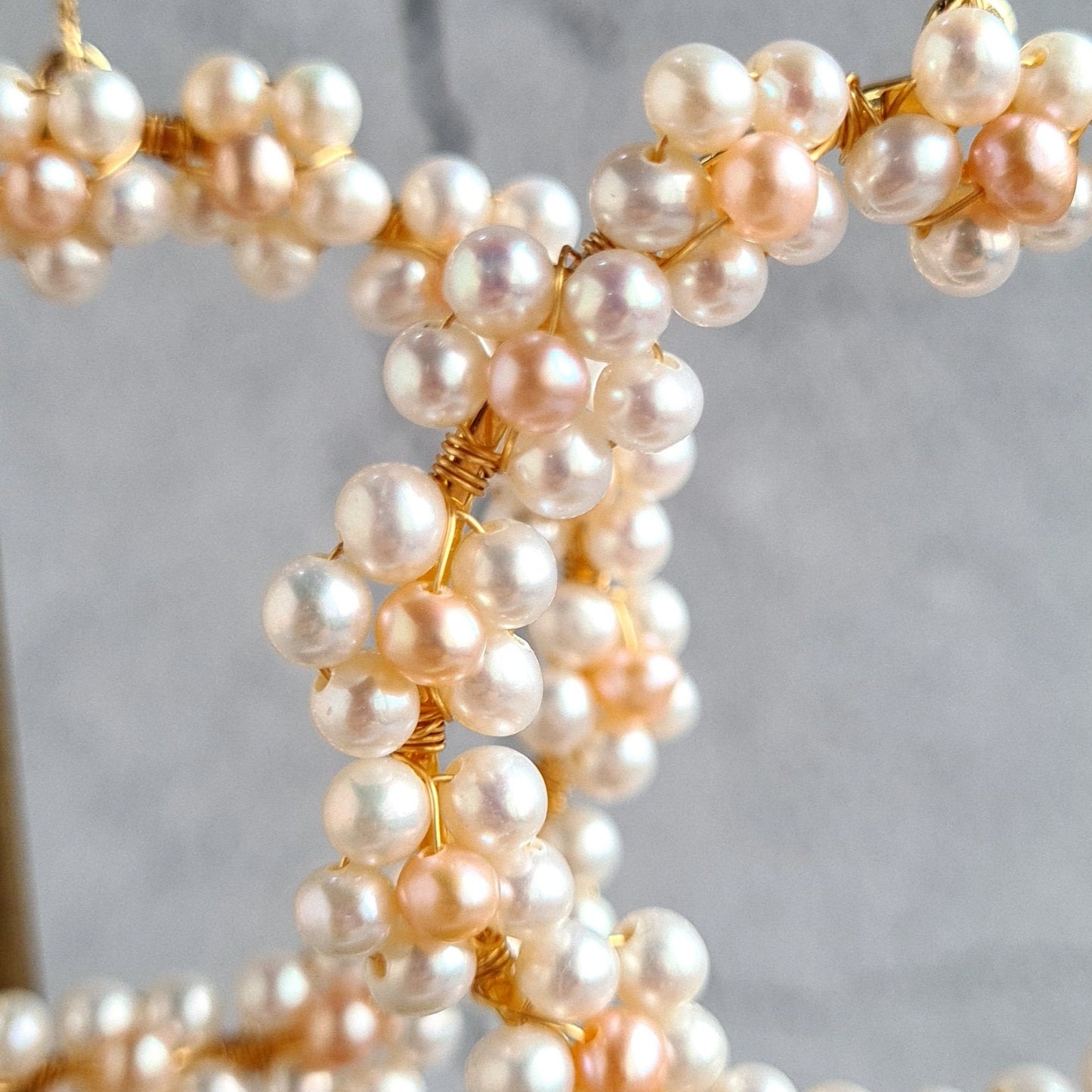 Flower Power Hoop Earrings - Fresh Water Pearl Edition