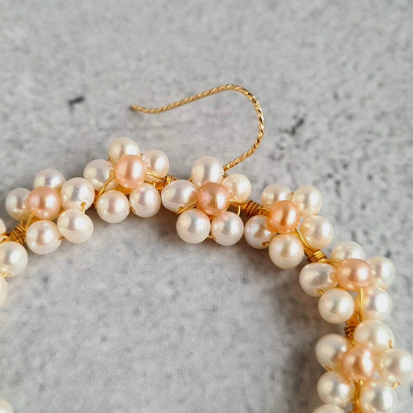 Flower Power Hoop Earrings - Fresh Water Pearl Edition