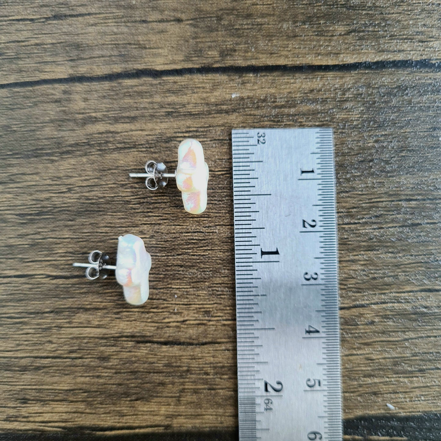 Fresh Water pearl Cross with S 925 silver Ear Stud